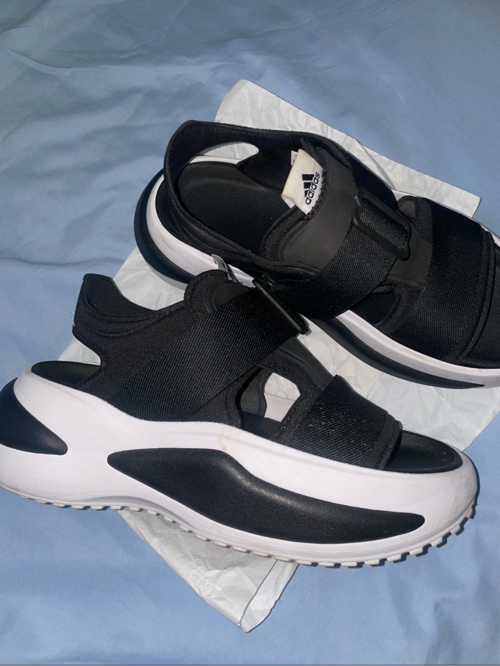 adidas Black and White Kids Sport Platform Sandals